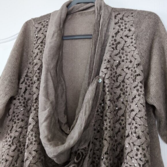 Made In Italy Wool Mohair Lagenlook Boho Forest Fairy Crochet Lace Cardigan OS - Picture 4 of 7